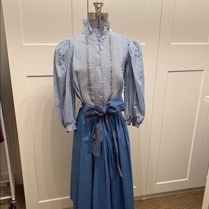 Vintage Donna Morgan for Non Stop Saks Fifth Ave Midi Dress sash waist/smocking